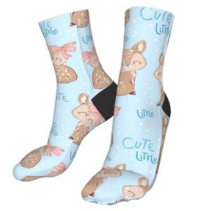 Cute Little Deer Unisex Thick baby blue Socks